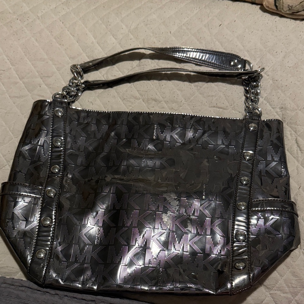 Michael Kors Metallic Silver Shoulder Bag